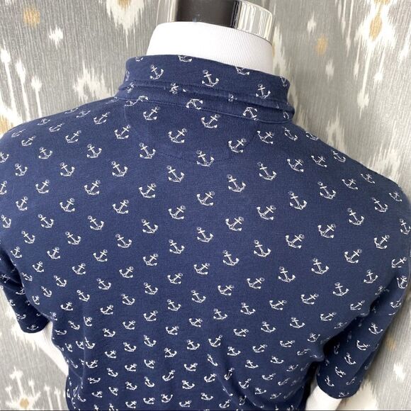 Vintage Polo Ralph Lauren 2003 Anchor-Print Polo Shirt - Navy & Off White Cotton - Picture 8 of 16